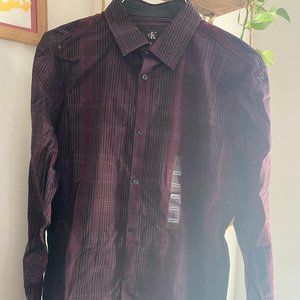 NEW Men's Calvin by Calvin Klein patterned l/s button down shirt